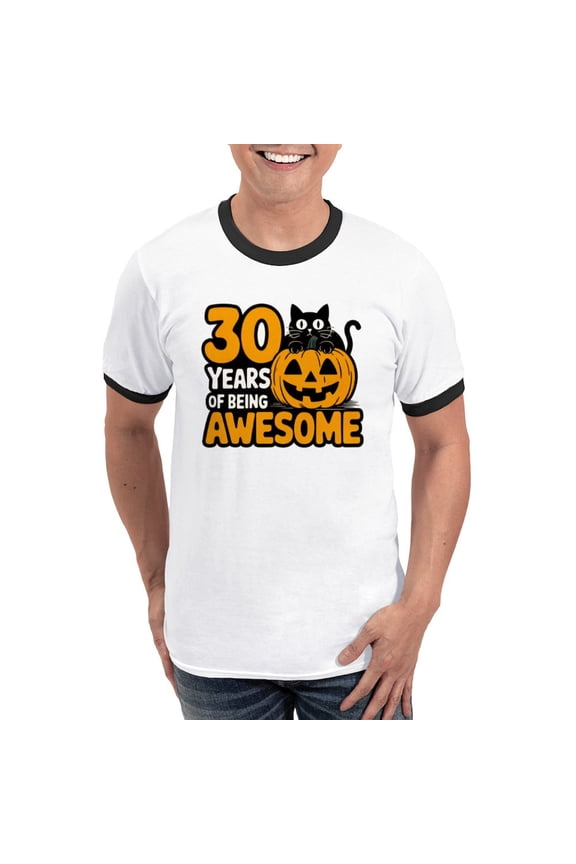 - 30 Years Of Being Awesome Vintage T Shirt Design Men's Ringer T Shirt - 100% Cotton Ringed T-Shirt