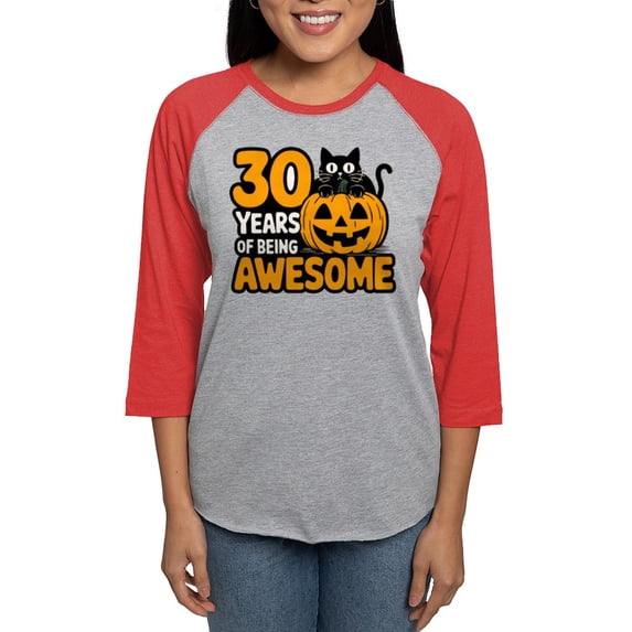 CafePress - 30 Years Of Being Awesome Vintage T Shirt Design Women's Baseball T Shirt - Womens Baseball Tee