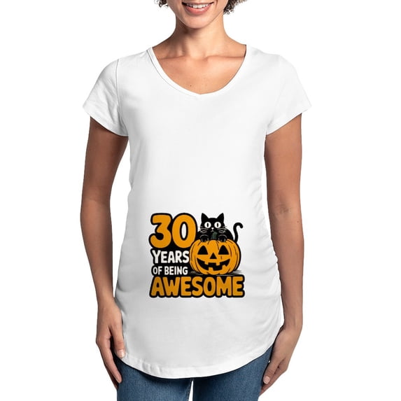 CafePress - 30 Years Of Being Awesome Vintage T Shirt Design Women's Maternity T Shirt - Cotton Maternity T-shirt, Cute & Funny Pregnancy Tee