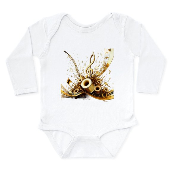 CafePress - 3D Music Notes Explosion Body Suit - Long Sleeve Cotton Baby Bodysuit