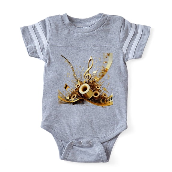 CafePress - 3D Music Notes Explosion - Cute Infant Baby Football Bodysuit