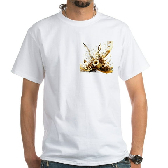 CafePress - 3D Music Notes Explosion Men's Value T Shirt - Men's White Classic Cotton T-Shirts