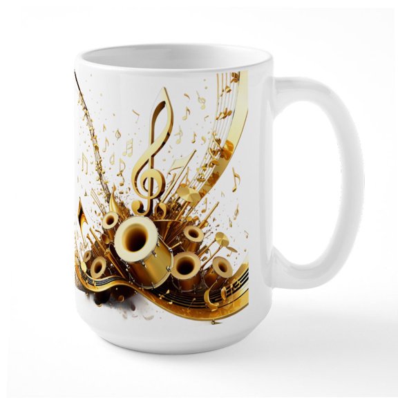 CafePress - 3D Music Notes Explosion Mugs - 15 oz Ceramic Large White Novelty Mug
