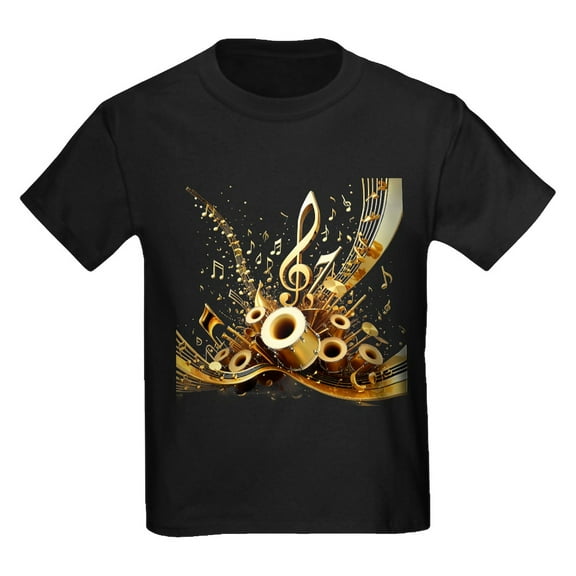 CafePress - 3D Music Notes Explosion T Shirt - Dark T-Shirt Kids XS-XL