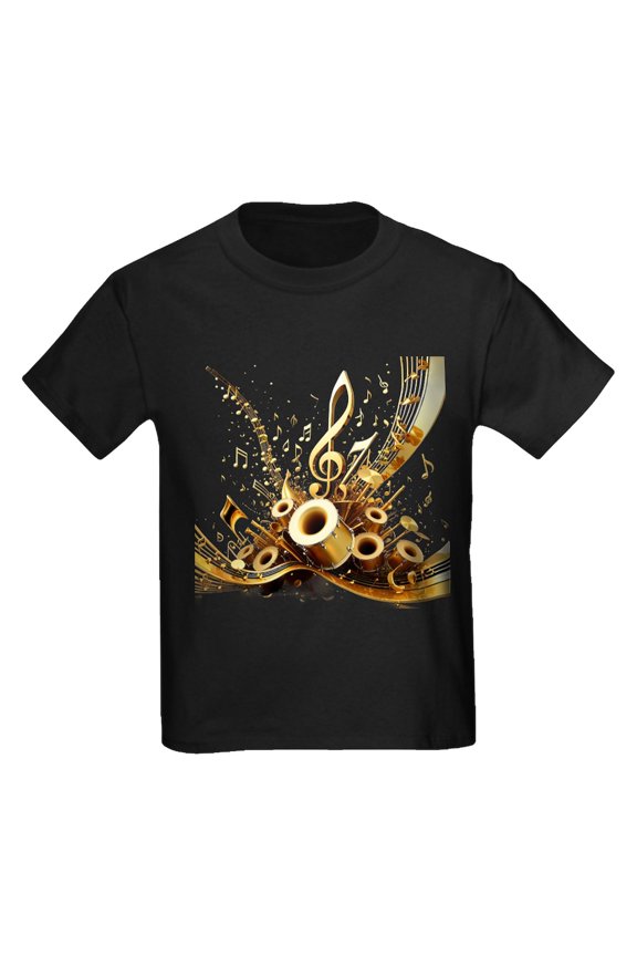 - 3D Music Notes Explosion T Shirt - Dark T-Shirt Kids XS-XL