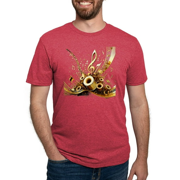 CafePress - 3D Music Notes Explosion T Shirt - Mens Tri-blend T-Shirt