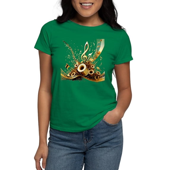 CafePress - 3D Music Notes Explosion T Shirt - Women's Traditional Fit Dark T-Shirt