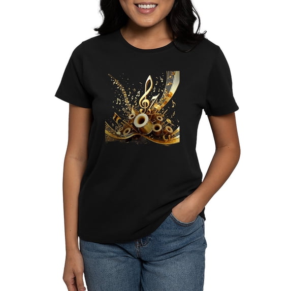CafePress - 3D Music Notes Explosion T Shirt - Women's Traditional Fit Dark T-Shirt