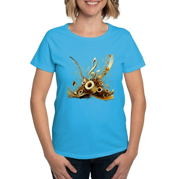 CafePress - 3D Music Notes Explosion T Shirt - Women's Traditional Fit Dark T-Shirt