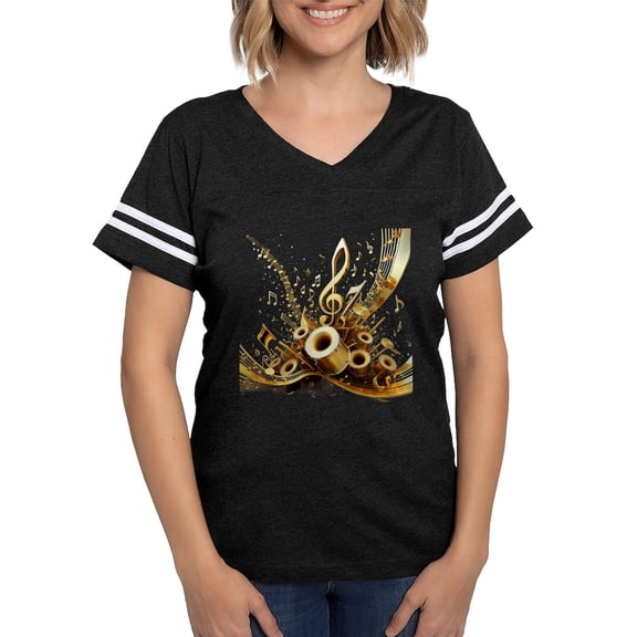 CafePress - 3D Music Notes Explosion T Shirt - Womens Football Shirt