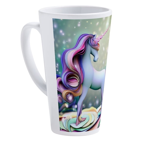 CafePress - 3D Quilling Unicorn - 17 Oz White Ceramic Latte Mug