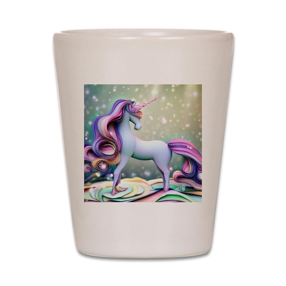 CafePress - 3D Quilling Unicorn - White Shot Glass, Unique and Funny Shot Glass
