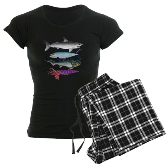 CafePress - 4 Extinct Sea Monsters Pajamas - Women's Short Sleeve Print T-Shirt and Pants Dark Cotton Pajama Set