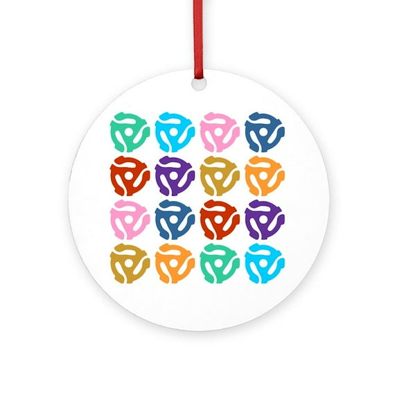 CafePress - 45 RPM Record Adapter Pop Art - Round Wood Ornament 4"