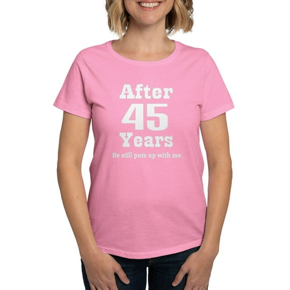 CafePress - 45Years_White_He T Shirt - Women's Traditional Fit Dark T-Shirt