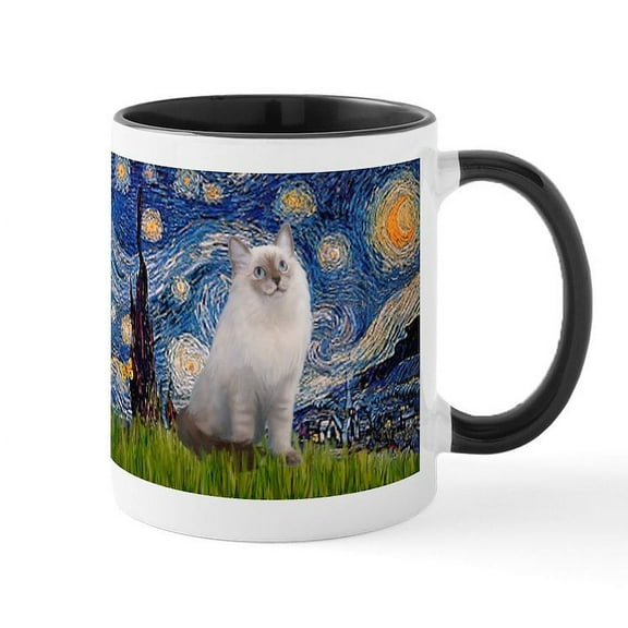 CafePress - 5.5X7.5 Starry Ragdollcat1 Ceramic Mug - 11 oz Ceramic Mug - Novelty Coffee Tea Cup