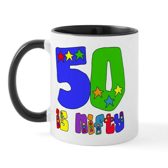 CafePress - 50 Is Nifty (Stars) Mug - 11 oz Ceramic Mug - Novelty Coffee Tea Cup