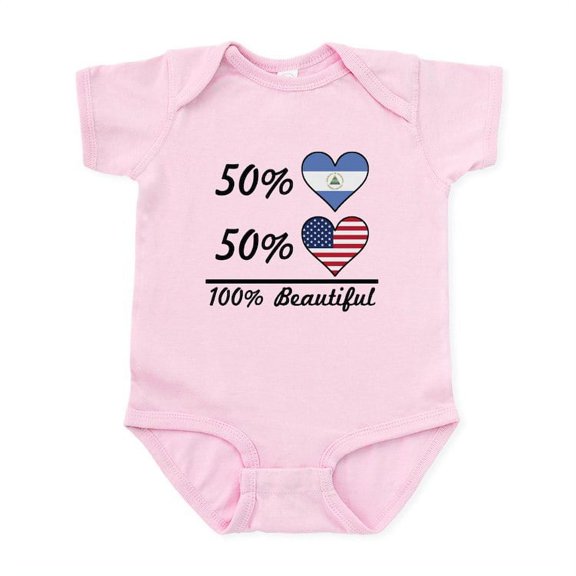 CafePress - 50% Nicaraguan 50% American 100% Beautiful Body Su - Baby Light Bodysuit, Size Newborn - 24 Months