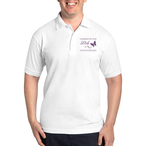 CafePress - 50Th Anniversary (Butterfly) Golf Shirt - Golf Shirt, Pique Knit Golf Polo