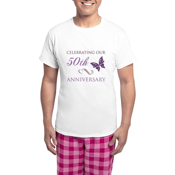 CafePress - 50Th Anniversary (Butterfly) Men's Light Pajamas - Men's Light Loose Fit Cotton Pajama Set