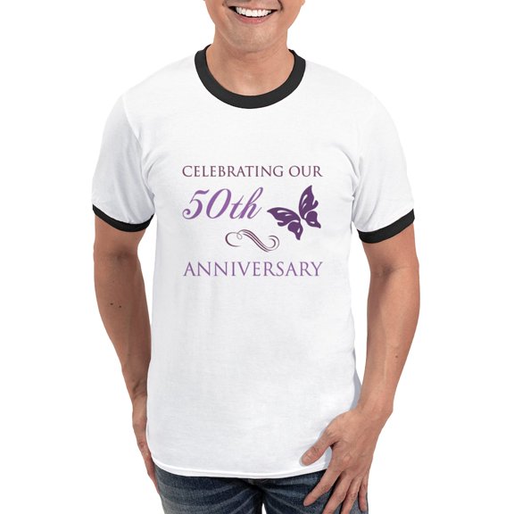 CafePress - 50Th Anniversary (Butterfly) Ringer T - 100% Cotton Ringed T-Shirt