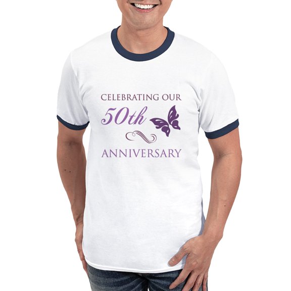 CafePress - 50Th Anniversary (Butterfly) Ringer T - 100% Cotton Ringed T-Shirt