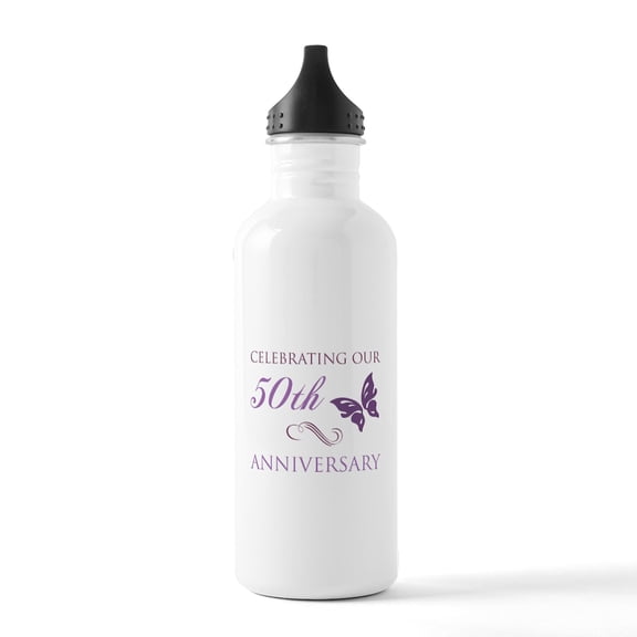 CafePress - 50Th Anniversary (Butterfly) Stainless Water Bottl - Stainless Steel Water Bottle, Sports Bottle, 1.0L