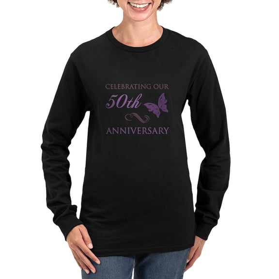 CafePress - 50Th Anniversary (Butterfly) Women's Long Sleeve D - Women's Long Sleeve Graphic Tee Casual Fit