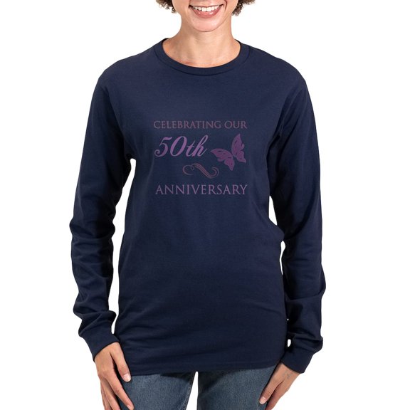 CafePress - 50Th Anniversary (Butterfly) Women's Long Sleeve D - Women's Long Sleeve Graphic Tee Casual Fit