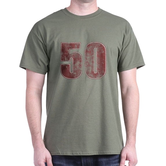 CafePress - 50Th Birthday Red Grunge Dark T Shirt - Men's Classic Graphic Cotton T-Shirt
