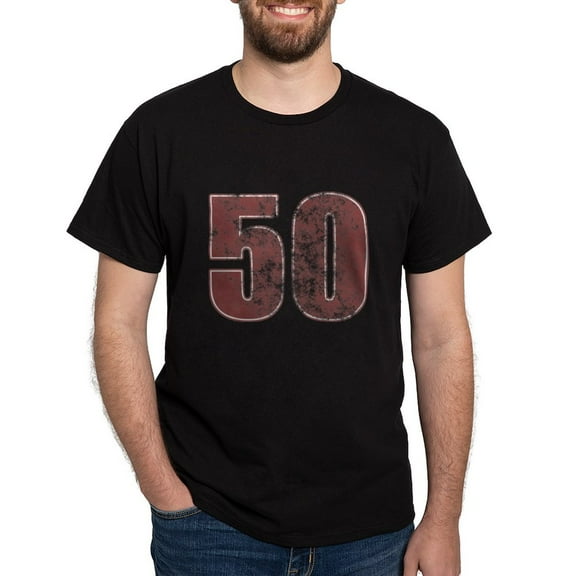 CafePress - 50Th Birthday Red Grunge Dark T Shirt - Men's Classic Graphic Cotton T-Shirt