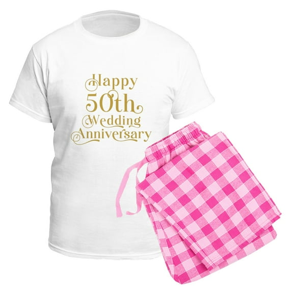 CafePress - 50Th Wedding Anniversary Gold Retro Typography Pajamas - Men's Light Loose Fit Cotton Pajama Set