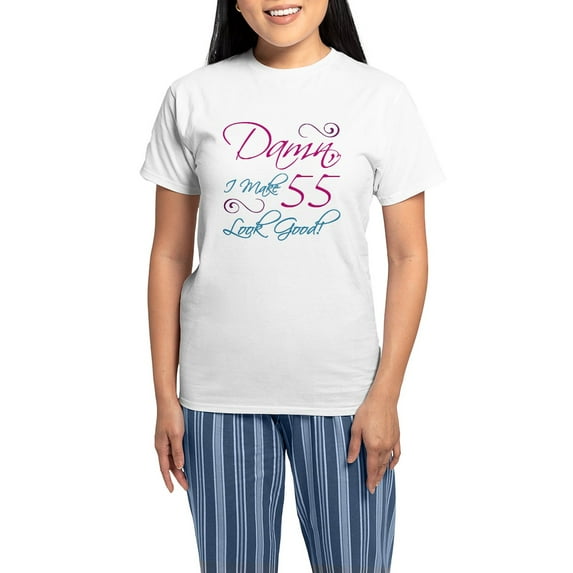 CafePress - 55Th Birthday Humor Women's Light Pajamas - Women's Short Sleeve Print T-Shirt and Pants Light Cotton Pajama Set