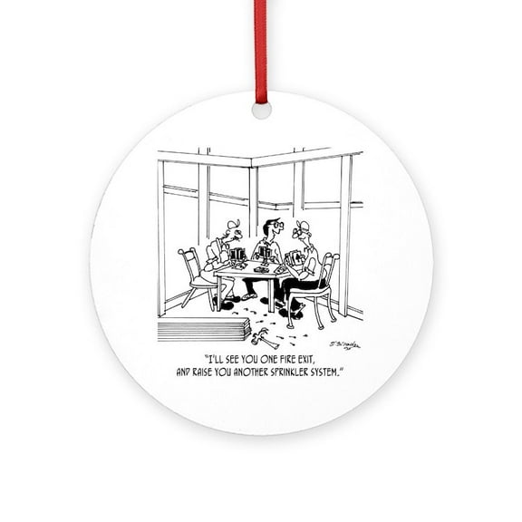 CafePress - 6383_Construction_Cartoon_EK - Round Wood Ornament 4"