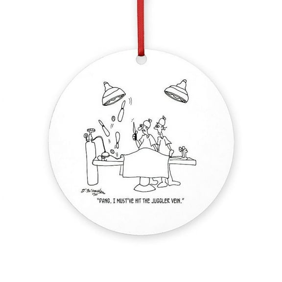 CafePress - 6677_Juggling_Cartoon -  Round Wood Ornament 4"