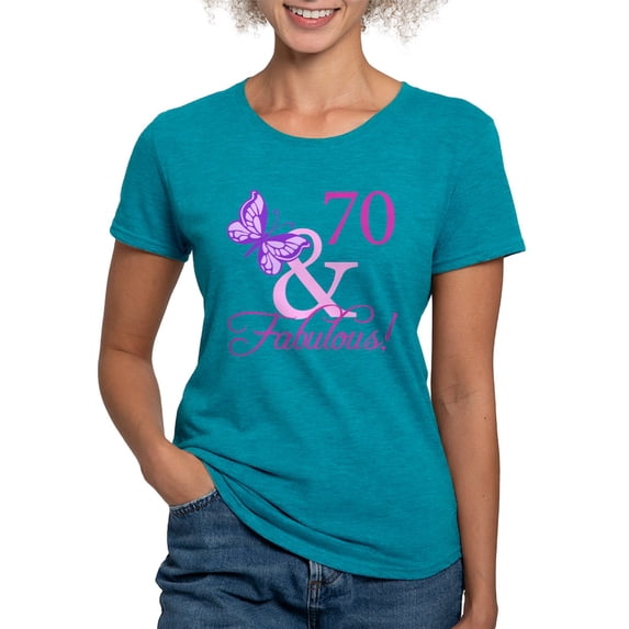 CafePress - 70 & Fabulous (Plumb) T Shirt - Womens Tri-blend T-Shirt