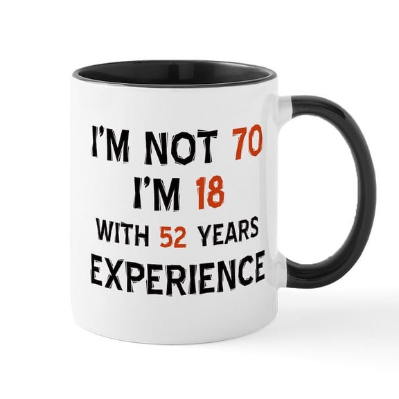 CafePress - 70 Year Old Designs Mug - 11 oz Ceramic Mug - Novelty Coffee Tea Cup