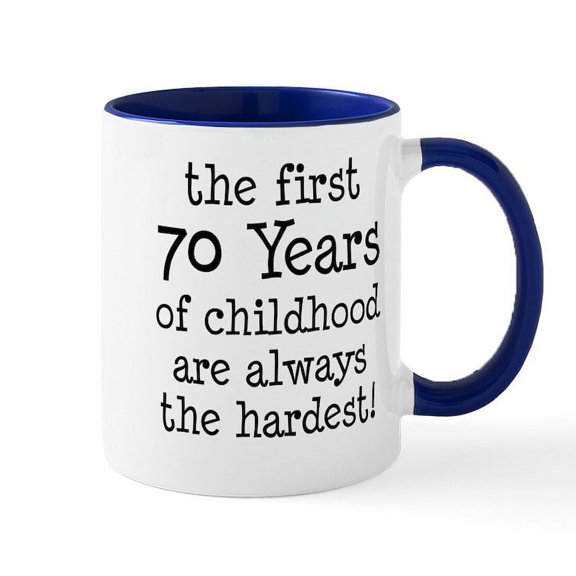 CafePress - 70 Years Childhood Mugs - 11 oz Ceramic Mug - Novelty Coffee Tea Cup