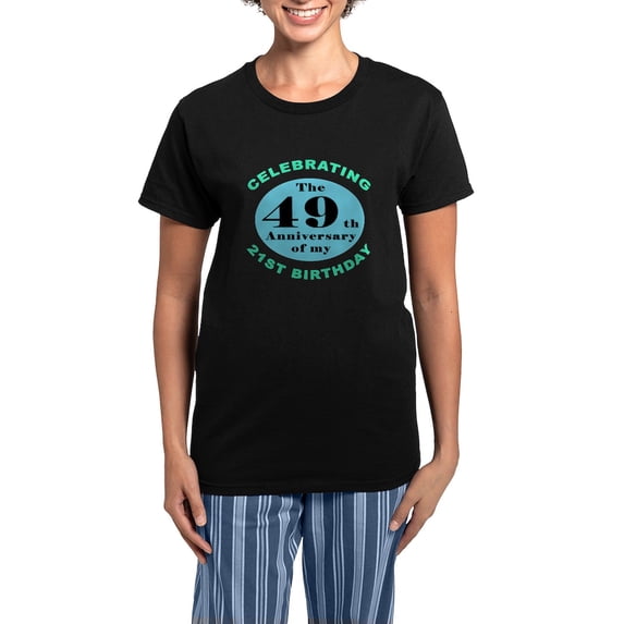 CafePress - 70Th Birthday Humor Women's Dark Pajamas - Women's Short Sleeve Print T-Shirt and Pants Dark Cotton Pajama Set