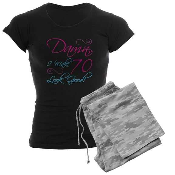 CafePress - 70Th Birthday Humor Women's Dark Pajamas - Women's Short Sleeve Print T-Shirt and Pants Dark Cotton Pajama Set