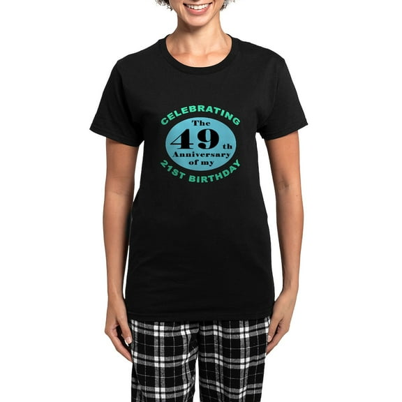 CafePress - 70Th Birthday Humor Women's Dark Pajamas - Women's Short Sleeve Print T-Shirt and Pants Dark Cotton Pajama Set