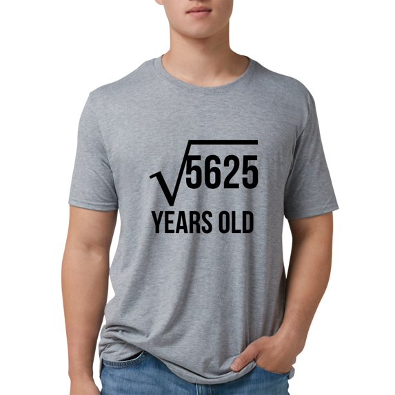CafePress - 75 Years Old Square Root Men's Deluxe T Shirt - Mens Tri-blend T-Shirt