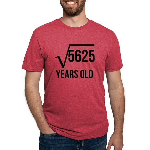 CafePress - 75 Years Old Square Root Men's Deluxe T Shirt - Mens Tri-blend T-Shirt