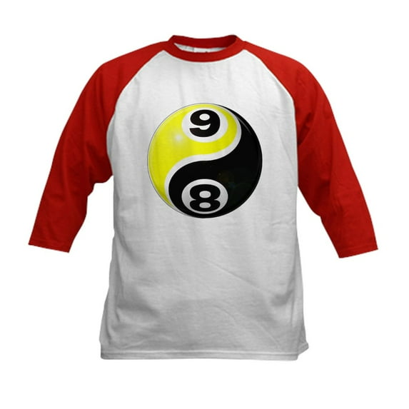 CafePress - 8 Ball 9 Ball Yin Yang Kids Baseball Jersey - Kids Cotton Baseball Jersey, 3/4 Sleeve Shirt
