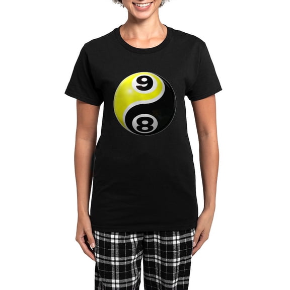 CafePress - 8 Ball 9 Ball Yin Yang Women's Dark Pajamas - Women's Short Sleeve Print T-Shirt and Pants Dark Cotton Pajama Set