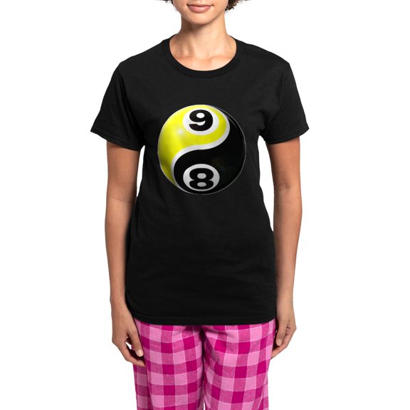 CafePress - 8 Ball 9 Ball Yin Yang Women's Dark Pajamas - Women's Short Sleeve Print T-Shirt and Pants Dark Cotton Pajama Set