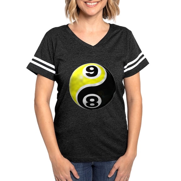 CafePress - 8 Ball 9 Ball Yin Yang Women's Football T Shirt - Womens Football Shirt