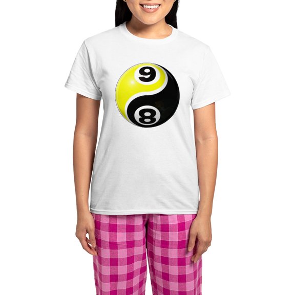 CafePress - 8 Ball 9 Ball Yin Yang Women's Light Pajamas - Women's Short Sleeve Print T-Shirt and Pants Light Cotton Pajama Set