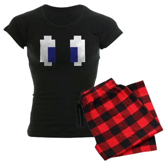 CafePress - 8 Bit Pixel Manga Eyes Women's Dark Pajamas - Women's Short Sleeve Print T-Shirt and Pants Dark Cotton Pajama Set
