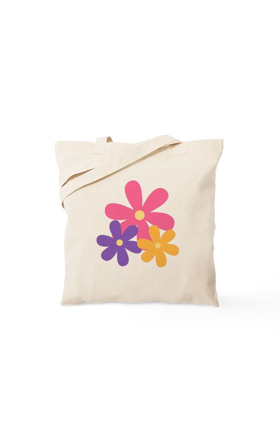 - 80S Retro Daisy Flowers - Unisex Canvas Tote Bag, Beige, 1-Piece